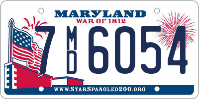 MD license plate 7MD6054