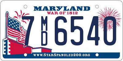 MD license plate 7MD6540