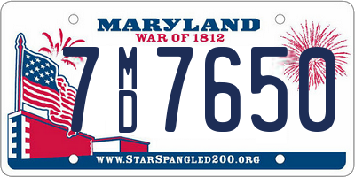 MD license plate 7MD7650