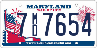 MD license plate 7MD7654