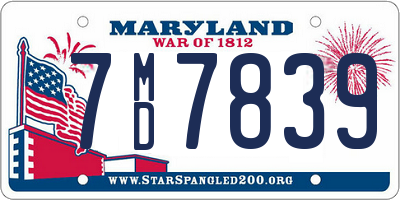 MD license plate 7MD7839