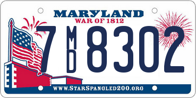 MD license plate 7MD8302