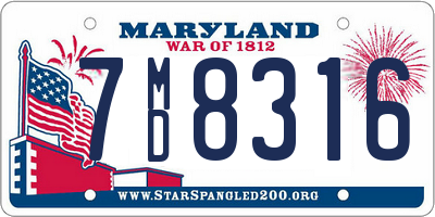 MD license plate 7MD8316