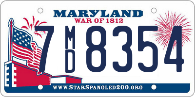 MD license plate 7MD8354