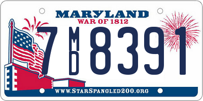 MD license plate 7MD8391