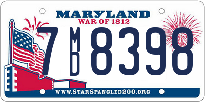 MD license plate 7MD8398