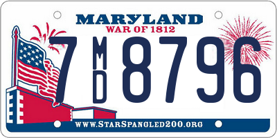 MD license plate 7MD8796