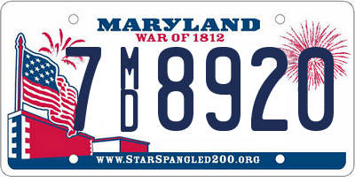 MD license plate 7MD8920