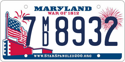 MD license plate 7MD8932