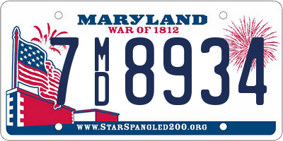 MD license plate 7MD8934