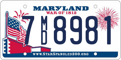 MD license plate 7MD8981