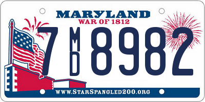 MD license plate 7MD8982