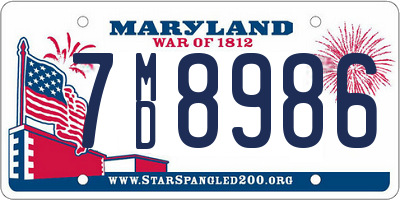 MD license plate 7MD8986
