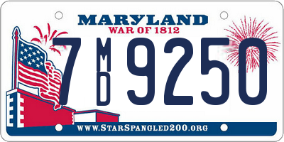 MD license plate 7MD9250