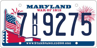 MD license plate 7MD9275