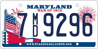 MD license plate 7MD9296