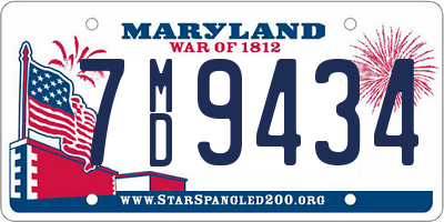 MD license plate 7MD9434