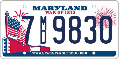 MD license plate 7MD9830