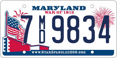 MD license plate 7MD9834