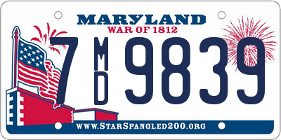 MD license plate 7MD9839