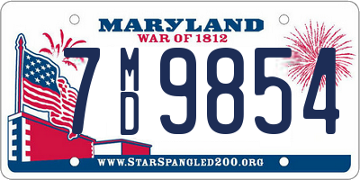 MD license plate 7MD9854