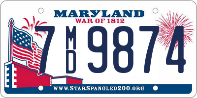 MD license plate 7MD9874