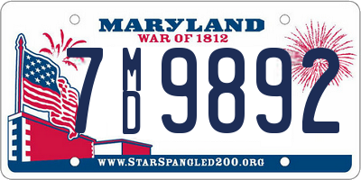 MD license plate 7MD9892