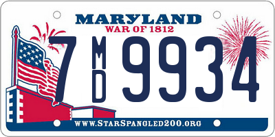 MD license plate 7MD9934