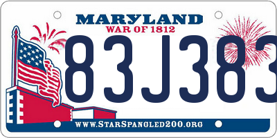 MD license plate 83J3833