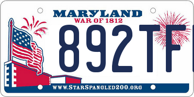 MD license plate 892TFF