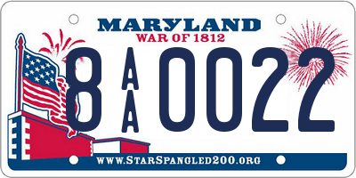 MD license plate 8AA0022