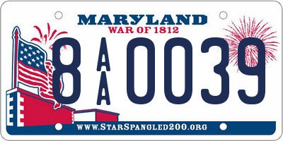 MD license plate 8AA0039