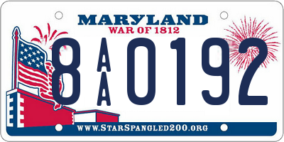MD license plate 8AA0192
