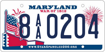 MD license plate 8AA0204