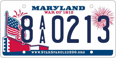 MD license plate 8AA0213
