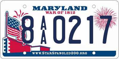 MD license plate 8AA0217
