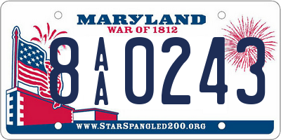 MD license plate 8AA0243