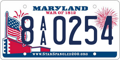 MD license plate 8AA0254