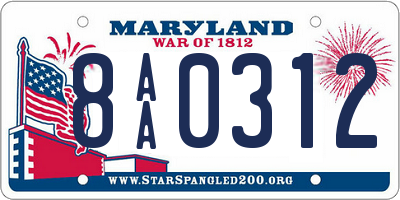 MD license plate 8AA0312