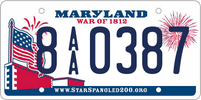 MD license plate 8AA0387