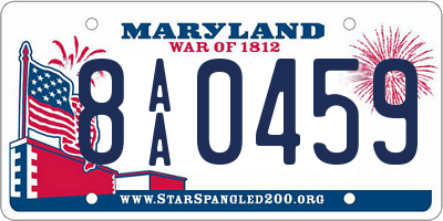 MD license plate 8AA0459