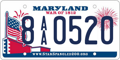 MD license plate 8AA0520
