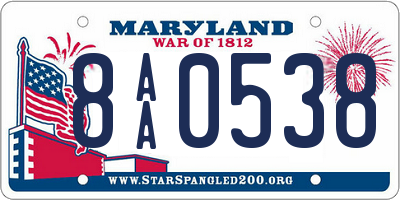 MD license plate 8AA0538