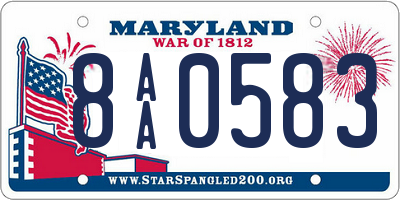 MD license plate 8AA0583