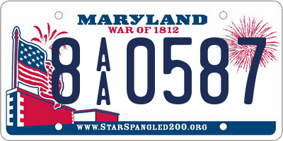 MD license plate 8AA0587