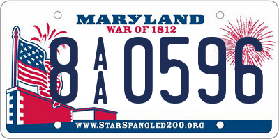 MD license plate 8AA0596