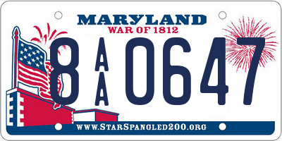 MD license plate 8AA0647