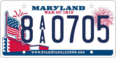 MD license plate 8AA0705