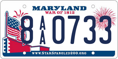 MD license plate 8AA0733