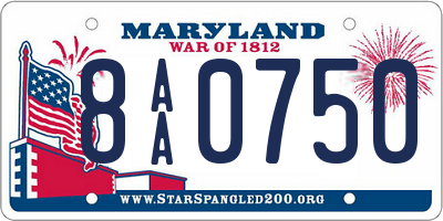 MD license plate 8AA0750